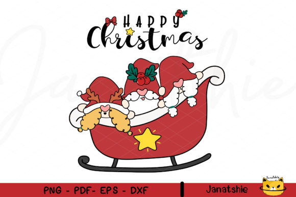 Three Santa Gnome Friends in Sleigh PNG Review